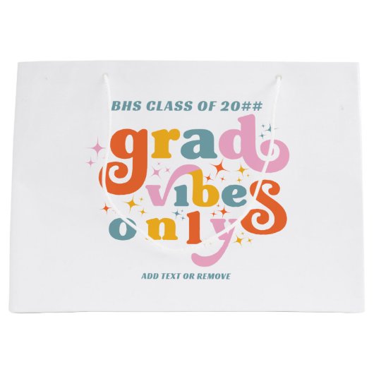 Grad vibes only grade party class of 2024 große geschenktüte (Vorderseite)