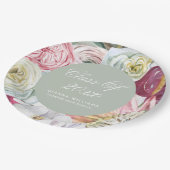 Grad Wasserfarbenflora Elegant Moderner Abschluss Pappteller (Schrägansicht)