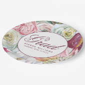 Grad Wasserfarbenflora Elegant Moderner Abschluss Pappteller (Schrägansicht)