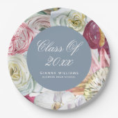 Grad Wasserfarbenflora Elegant Moderner Abschluss Pappteller (Vorderseite)