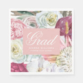 Grad Wasserfarbenflora Elegant Moderner Abschluss Serviette (Vorderseite)