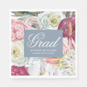 Grad Wasserfarbenflora Elegant Moderner Abschluss Serviette (Vorderseite)