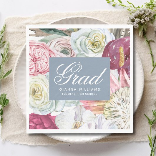Grad Wasserfarbenflora Elegant Moderner Abschluss Serviette