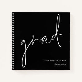 Grad White Script Black Abschluss Guest Book Notizblock