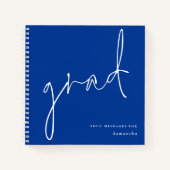 Grad White Script Blue Abschluss Guest Book Notizblock (Vorderseite)