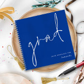 Grad White Script Blue Abschluss Guest Book Notizblock