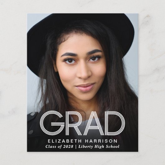 Grad White Typografy Foto Budget Ankündigung (Vorderseite)