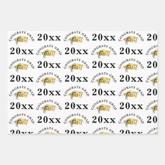 Gradation Modern Gold Foil Cap Klasse Jahr Schwarz Geschenkpapier Set (Vorderseite 2)