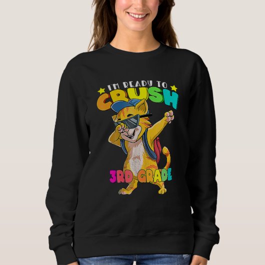 Grade Dabbing Cat Back O School Boys Girls Sweatshirt (Vorderseite)
