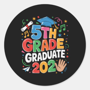 Grade Graduate 2025 Celebration Fifth Grade Gr Runder Aufkleber