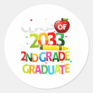 Grade Graduate Cl von 2033 Letzter Tag der Schule  Runder Aufkleber