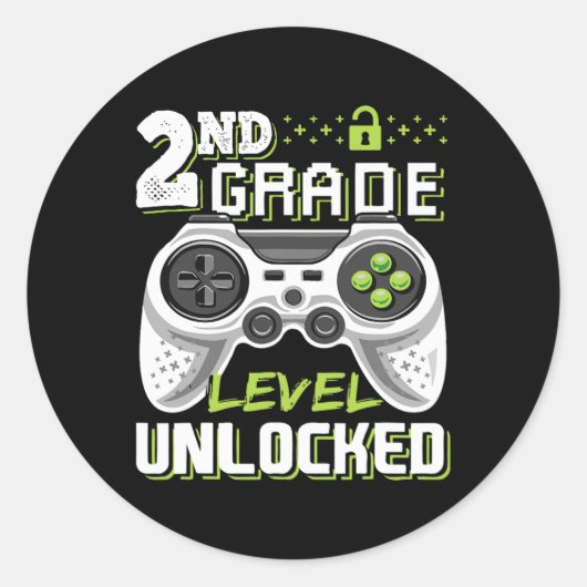 Grade Level Unlock Video Game Zurück zum Schulspie Runder Aufkleber (Vorderseite)