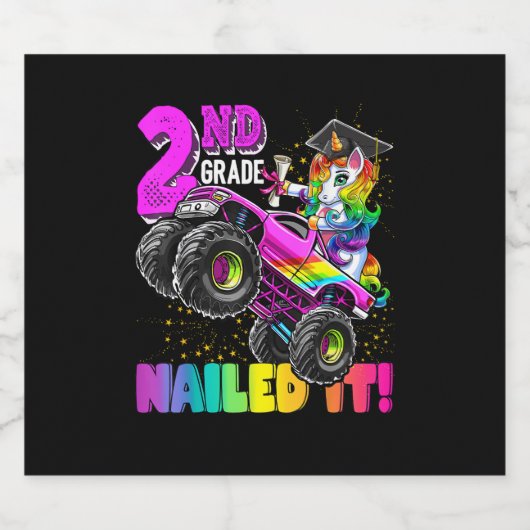 Grade Nails It Einhorn Monster Truck Graduati Schaumweinetikett (Einzelnes Label)