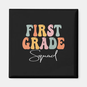 Grade Squad Retro Groovy Vintag erster Tag des Sch Magnet
