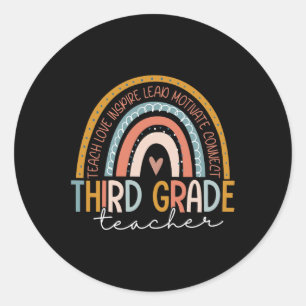 Grade Teacher Teach Liebe Inspirierte Boho Rainbow Runder Aufkleber