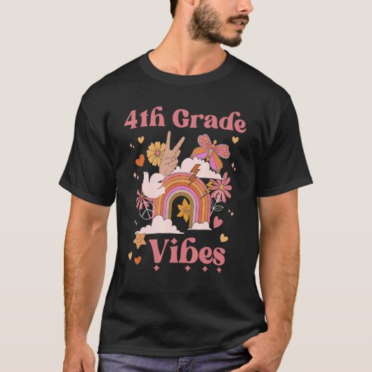 Grade Vibes School Groovy Retro Girl Boho Rain T-Shirt (Vorderseite)