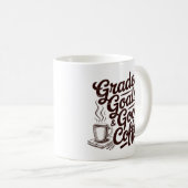 Grades Goals & Good Coffee Retro Teacher Kaffeetasse (VorderseiteRechts)