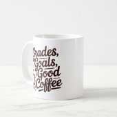 Grades Goals & Good Coffee Retro Teacher Kaffeetasse (Vorderseite Links)