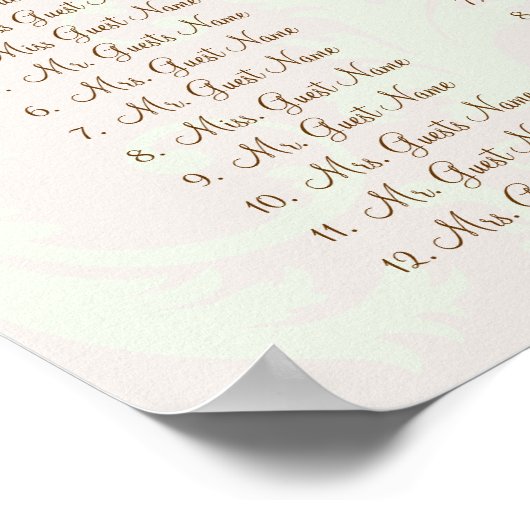 Gradhalle Green Damask Seating Chart 10 Tische Poster (Ecke)