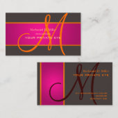 Gradiant Fuschia + Orange Monogram DIY Hintergrund Visitenkarte (Vorne/Hinten)