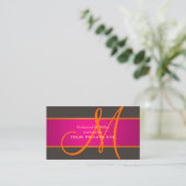 Gradiant Fuschia + Orange Monogram DIY Hintergrund Visitenkarte (Stehend Vorderseite)