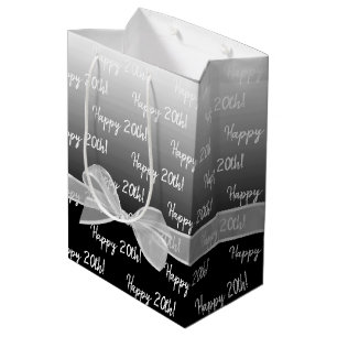 Gradient 20. Geburtstag mit weißer Schleife Mittlere Geschenktüte