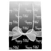 Gradient 50. Geburtstag mit weißem Bow Mittlere Geschenktüte (Rückseite)