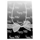 Gradient 90. Geburtstag mit weißem Bow Mittlere Geschenktüte (Vorderseite)