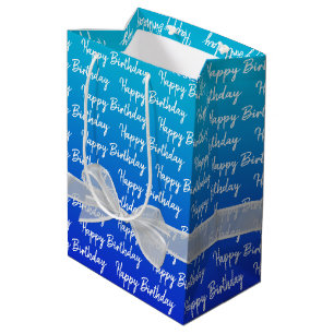 Gradient Alles Gute zum Geburtstag mit weißer Schl Mittlere Geschenktüte