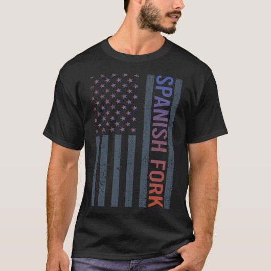 Gradient American Flag Spanische Gabel T-Shirt (Vorderseite)