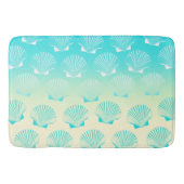 Gradient aqua blue und gelb seashell pattern badematte (Vorderseite)
