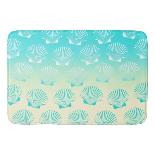 Gradient aqua blue und gelb seashell pattern badematte (Vorderseite)
