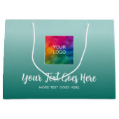 Gradient Aquamarin Blue Custom Template Ihr Logo h Große Geschenktüte (Vorderseite)
