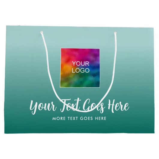 Gradient Aquamarin Blue Custom Template Ihr Logo h Große Geschenktüte (Rückseite)
