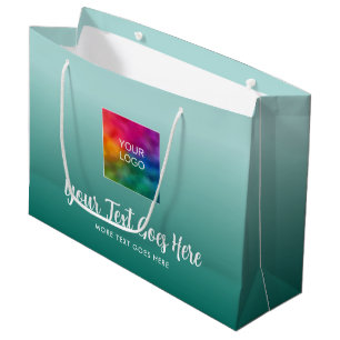 Gradient Aquamarin Blue Custom Template Ihr Logo h Große Geschenktüte