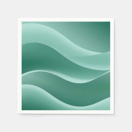 Gradient Aquamarin grüne Abstrakte Waves Modernes Serviette (Vorderseite)