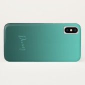 Gradient Aquamarin mit Individuelle Name Case-Mate iPhone Hülle (Rückseite (Horizontal))