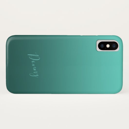 Gradient Aquamarin mit Individuelle Name Case-Mate iPhone Hülle (Rückseite (Horizontal))
