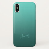 Gradient Aquamarin mit Individuelle Name Case-Mate iPhone Hülle (Rückseite)