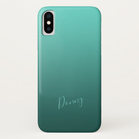 Gradient Aquamarin mit Individuelle Name Case-Mate iPhone Hülle (Rückseite)