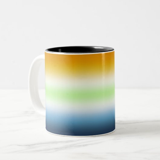 Gradient AroAce Agender Pride Zweifarbige Tasse (Vorderseite Links)