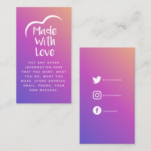 Gradient aus Liebe Herz Silhouette Umschließung Begleitkarte (Vorne/Hinten)