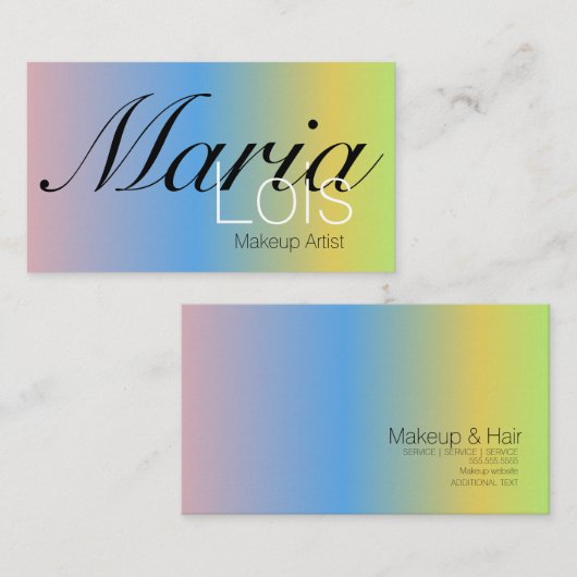 Gradient Beauty Makeup Artistry Rainbow Visitenkarte (Vorne/Hinten)