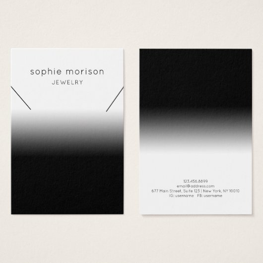 Gradient Black n White Necklace Display Card (Vorne & Hinten)