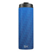 Gradient Blau Chevron Monogramm  Thermosbecher (Vorderseite)