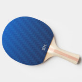 Gradient Blau Chevron Monogramm Tischtennis Schläger (Seitenansicht)