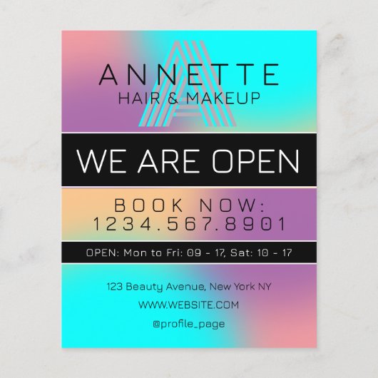 Gradient blau lila und schwarz Flyer (Hinten)