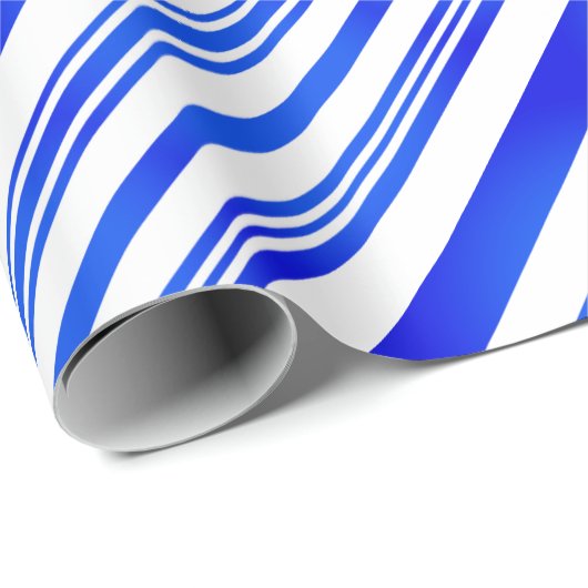 Gradient Blau-Weiße Streifen Geschenkpapier (Rolleneckpunkt)