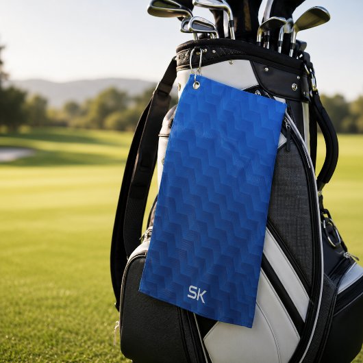 Gradient Blaues Chevron-Monogramm Golfhandtuch