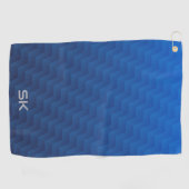 Gradient Blaues Chevron-Monogramm Golfhandtuch (Horizontal)